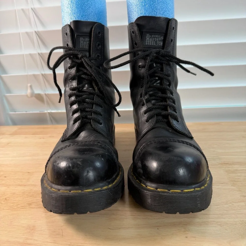 Dr. Martens AirWair Work Boots Mens Black Steel Toe Lace Up 10966 Combat Punk 13